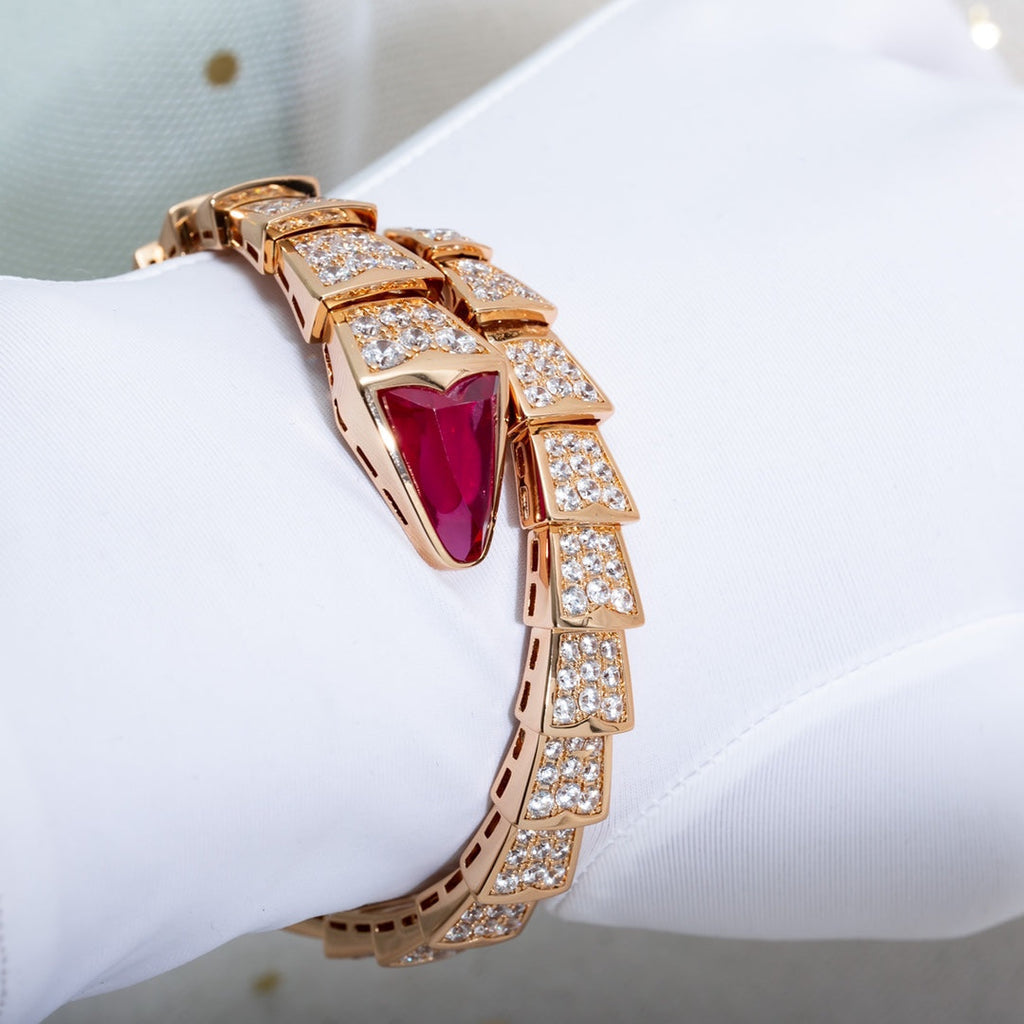 Bvlgari Serpenti Bracelet 8MM Pink Gold Cubic Zirconia - 345201