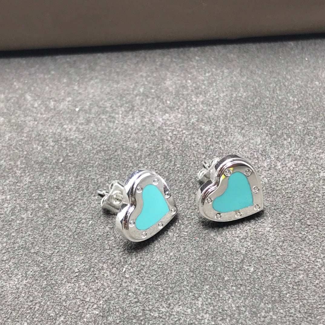 Tiffany Heart Stud Silver Earrings