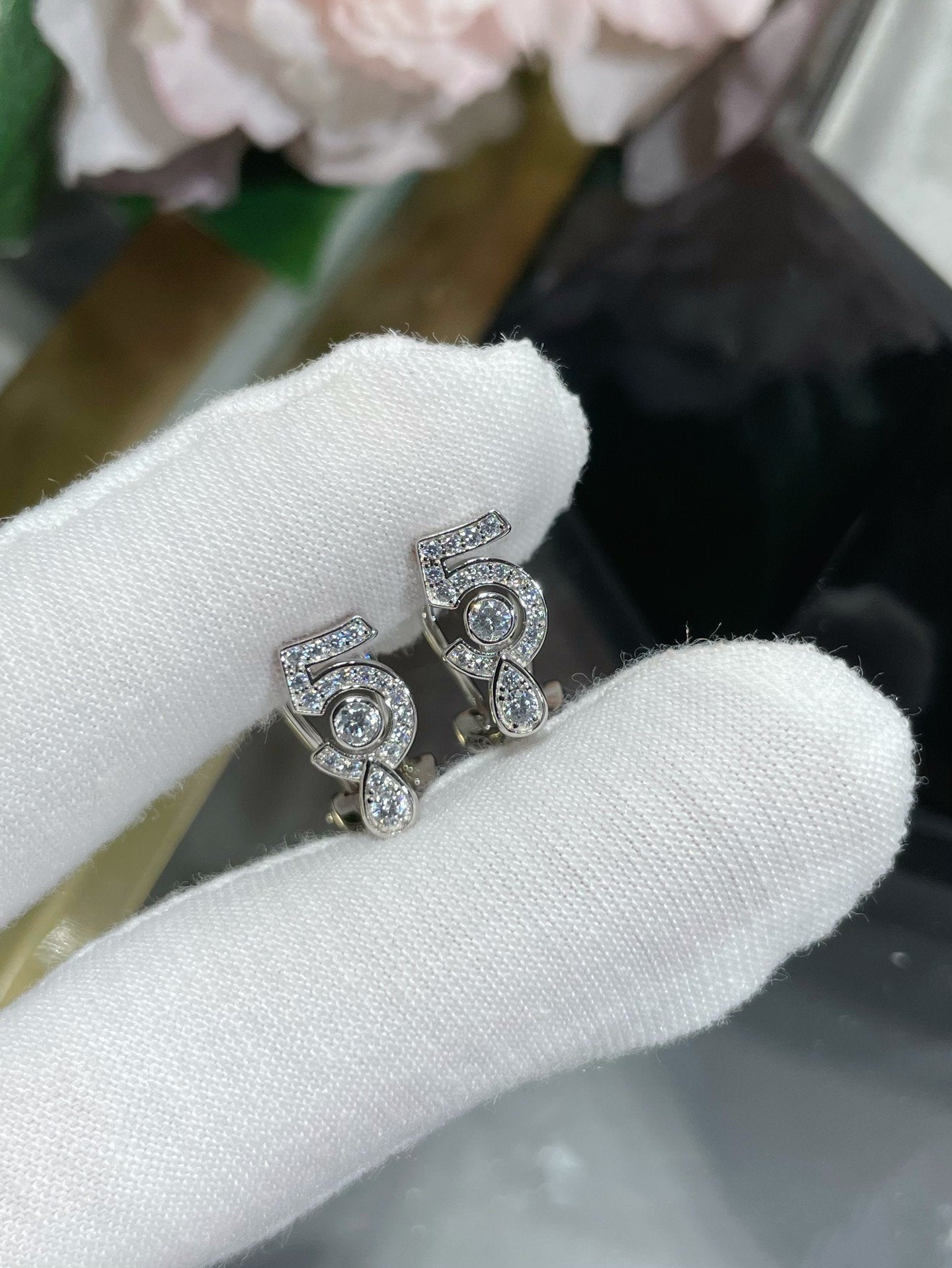 Chanel No5 Cubic Zirconia Stud Earrings
