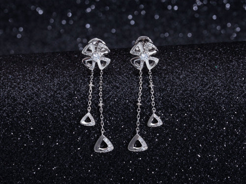 Bvlgari Fiorever Silver Cubic Zirconia Drop Earrings