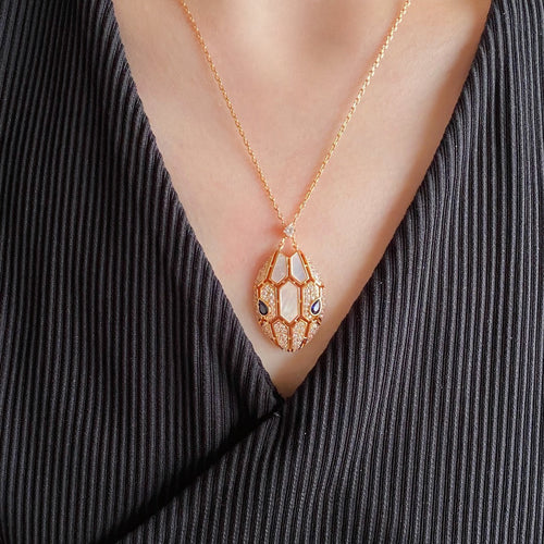 Bvlgari Serpent Pink Gold Cubic Zirconia Necklace