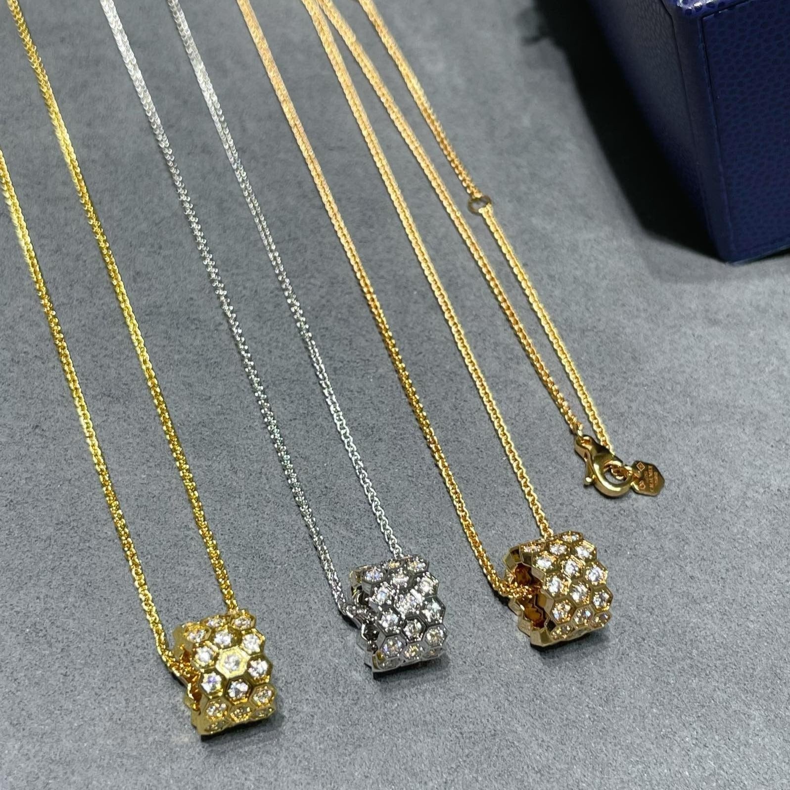 Chaumet Bee Love Cubic Zirconia Paved 3 Row Necklace