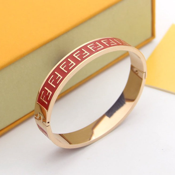Fendi FF Logo Red Bracelet