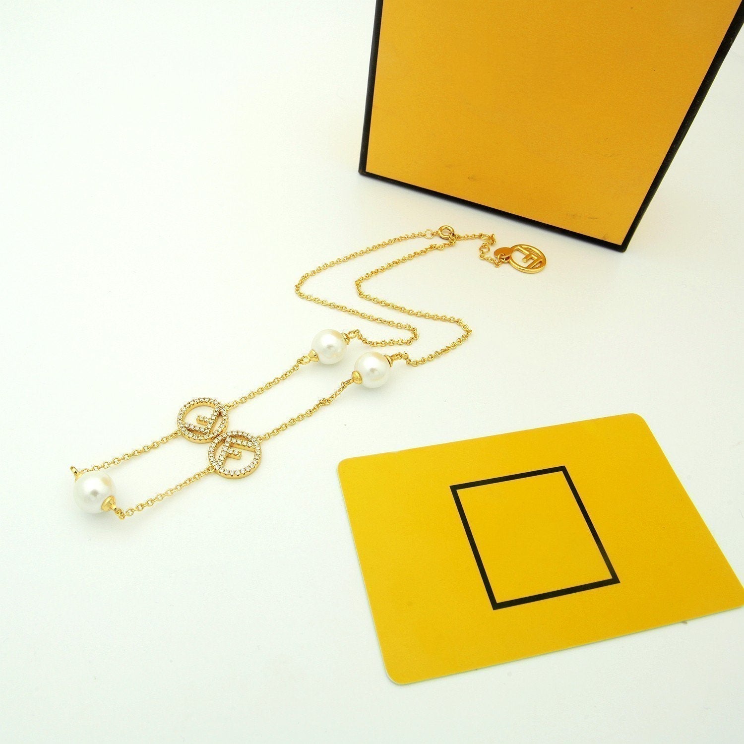 Fendi F Pearl Diamond Necklace