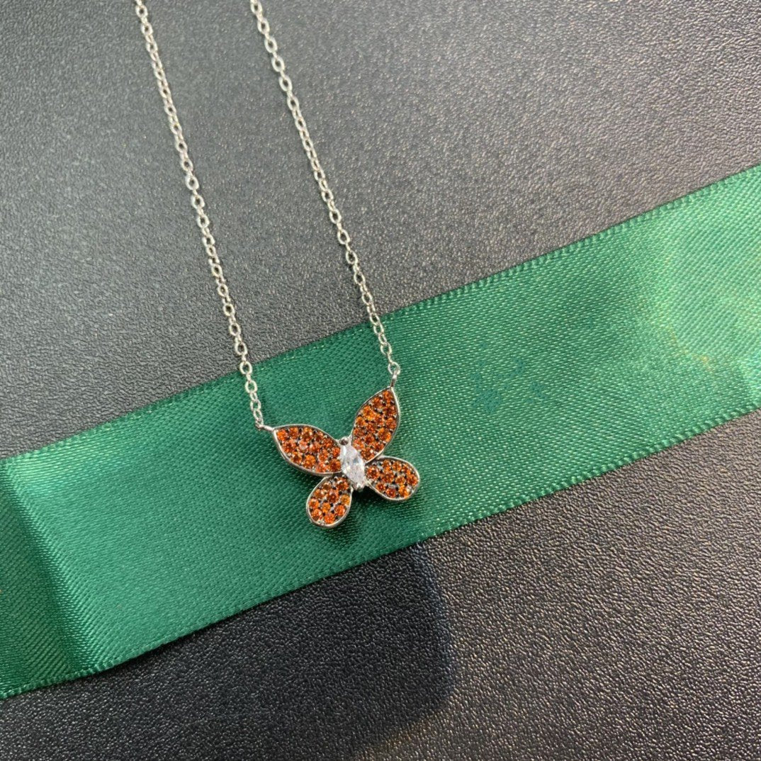 Graff Butterfly Orange Cubic Zirconia Paved Necklace