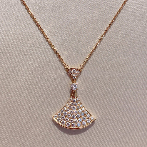 Bvlgari Dream Necklace Pink Gold Full Cubic Zirconia