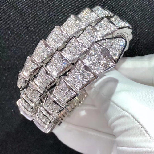 Bvlgari Serpenti Bracelet 8MM Silver Cubic Zirconia Double Row